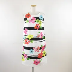 チェスティ Chesty ノースリーブワンピース ひざ丈 ボーダー 花柄 白 黒 1 *A219