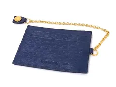 ■美品■ PRADA プラダ レザー カードケース カード入れ パスケース 定期入れ メンズ レディース ネイビー系 DM5555