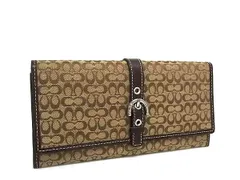 COACH コーチ ミニシグネチャー キャンバス 二つ折り 長財布 ウォレット 札入れ 小銭入れ カード入れ レディース ブラウン系 DM5778