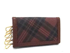 ■美品■ POLO RALPH LAUREN ポロラルフローレン PVCレザー チェック柄 6連 キーケース 鍵入れ レディース メンズ ブラウン系 DM5785