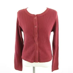 ジーユー GU カーディガン ワッフル 長袖 ボルドー 赤 XS *A906