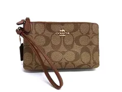 ■極美品■ COACH コーチ 87591 シグネチャー PVC ポーチ マルチケース 小物入れ レディース ブラウン系 DM6361