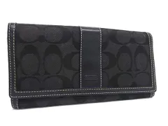 COACH コーチ シグネチャー キャンバス×レザー 二つ折り 長財布 ウォレット 小銭入れ 札入れ カード入れ ブラック系 DM6032