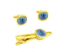 ■美品■ Royal Copenhagen ロイヤル コペンハーゲン カフリンクス カフス ネクタイピン アクセサリー 2点セット  ゴールド系 DM6772のサムネイル