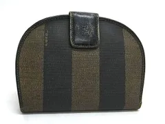 FENDI フェンディ ヴィンテージ ペカン柄 PVC×レザー 二つ折り 財布 ウォレット 小銭入れ 札入れ ブラウン系×ブラック系 DM6846