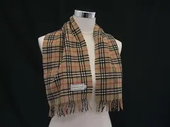 Burberrys バーバリーズ ノバチェック カシミヤ100％ フリンジ マフラー ストール 防寒具 レディース メンズ ベージュ系 DM7243