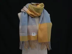 ■極美品■ LANVIN ランバン カシミヤ100％ フリンジ マフラー ストール  防寒具 レディース イエロー系×マルチカラー DM7247