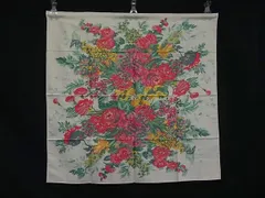 ■美品■ JIM THOMPSON ジムトンプソン シルク100% 大判 フラワー 花柄 スカーフ ストール ショール ホワイト系×マルチカラー DM6983