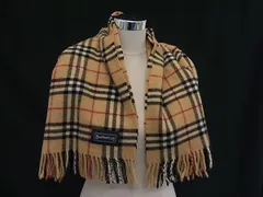 Burberrys バーバリーズ ノバチェック ウール100％ フリンジ マフラー ストール 防寒具 レディース メンズ ベージュ系 DM7257