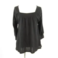 EQUAL PARTNER ニット 七分袖 スクエアネック 黒 *T429