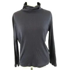 K リブカットソー 長袖 紺 F *A669