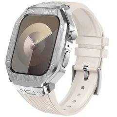 for Apple Watch バンドとケースと背面ケースの3in1一体型デザイン 45mm/44mm apple watch 一体型バンド Apple Watch Series 9/SE/8/7/6/5/4対応 メンズ かっこいい アップルウォッチ バンド