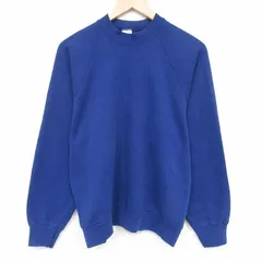 M/古着 フルーツオブザルーム 長袖 スウェット メンズ 90年代 90s 無地 ラグラン クルーネック USA製 紺 26mar12