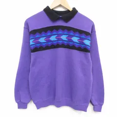 M/古着 長袖 スウェット メンズ 90年代 90s 襟付き USA製 紫 26mar12