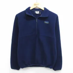 S/古着 エルエルビーン 長袖 ハーフジップ フリース ジャケット メンズ 90年代 90s ワンポイントロゴ 紺【spe】 26mar12