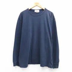 XL/古着 エディーバウアー 長袖 ビンテージ Tシャツ メンズ 00年代 00s 無地 大きいサイズ コットン クルーネック 紺 26mar12