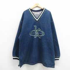 XL/古着 Knockout 長袖 デニム ジャケット メンズ 90年代 90s 刺繍 