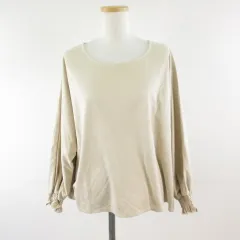 ショコラフィネローブ chocol raffine robe カットソー 長袖 フェイクスエード アイボリー L *T869