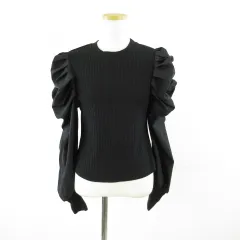 グレイル GRL カットソー 長袖 ボリュームスリーブ 異素材 黒 M *T926