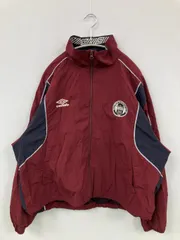 UMBRO アンブロ ナイロンジャケット ONE SIZE レッド ブランドロゴ 刺繍 ワンポイント ライン柄 無地 フードなし