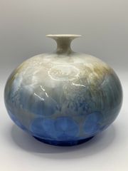 天目陶器 藍釉花彫 花瓶 TENMOKU POTTERY マレーシア 工芸品 - メルカリ