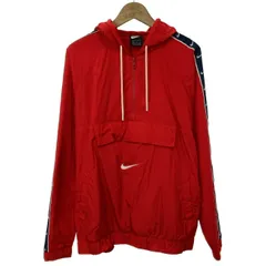 【中古】　NIKE　アノラックパーカー　ナイロンジャンパー　プルオーバー　ハーフジップ　フード　無地　ワンポイント　スウッシュ　刺しゅう　オーバーサイズ　スポーツ　古着　/4393