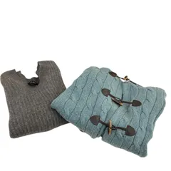 186005 RALPH LAUREN ラルフローレン ニットコート/ニット S ブルー/ブラウン レディース 2点まとめ売り