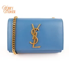 【中古】サンローランパリ Saint Laurent Paris ケイトミニ レザー チェーンウォレット ブルー 452159