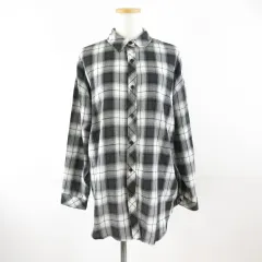 FUN チェックシャツ 長袖 黒 白 長袖 F *T487