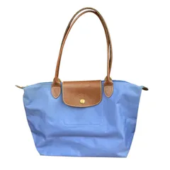 180053 現状品 Longchamp ロンシャン バッグ トートバッグ ルプリアージュ ブルー×ブラウン