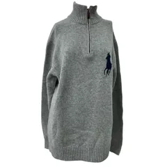 186005 POLO RALPH LAUREN ポロ・ラルフローレン ハーフジップニット M グレー メンズ