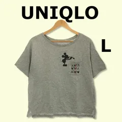 UNIQLO ユニクロ トップス Tシャツ ミッキー ディズニー 半袖 レディース 大きいサイズ グレー L 綿 レーヨン