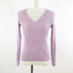 ジュリアブティック JULIA BOUTIQUE ニット セーター 長袖 Vネック リブ 紫 *T814