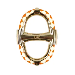 HERMES エルメス シェーヌダンクル トレッセ90 スカーフリング ゴールド×オレンジ 管理番号：11248