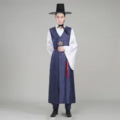 韓国民族衣装 パジチョゴリ 韓服 メンズ 男性 龍 刺繍 メンズ スーツセット 入学式 成人式 イベント パーティー 還暦祝い 七五三 学園際 文化際 コスプレ 仮装 舞台 ステージ 衣装 ダンス衣装 ネイビー ブルー