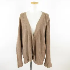 バックナンバー BACK NUMBER ニットカーディガン リネン混 長袖 茶 M *A247