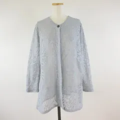 プレッツォ PREZZO カーディガン 長袖 総柄 グレー M L *T832