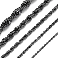 【新品】 [ChainsHouse] ネックレス レディース チェーンのみ ステンレス メンズ フレンチロープチェーン 黒 ブラック 45センチ 2ミリ アクセサリー 0