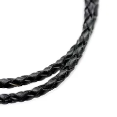 【新品】 [シルバーワン] hi 本革 編み込み レザー チョーカー 黒［3mm 45cm］シルバー925 ネックレス メンズ 0