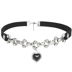 【新品】 [TALONIA] チョーカーネックレス レディース レザー ロック パンク ファッション ベルト サイレントハート 皮革作り おしゃれ かわいい  首輪 アクセサリー サイズ調整可能 お祝い 贈り物 0