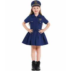 ハロウィン コスプレ 子供用 ポリス 衣装 ネイビー 船長風 ワンピース 職業体験 コスチューム 女の子用