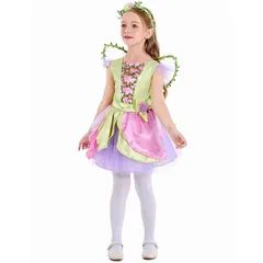 ハロウィン キッズ コスチューム 蝶の羽付き プリンセス ドレス ピンク 花の妖精 女の子 ステージ衣装 発表会 仮装 パーティー