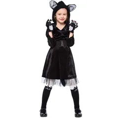 ハロウィン キッズ コスチューム ブラックキャット ワンピース 親子お揃い 可愛い 猫 動物 仮装 パーティー 衣装