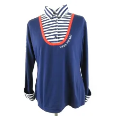 ビバハート VIVA HEART ゴルフウェア ポロシャツ 長袖 ボーダー 紺 42 *A730