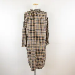 BELLMOUNT シャツワンピース ミディ丈 チェック ベージュ L *T770