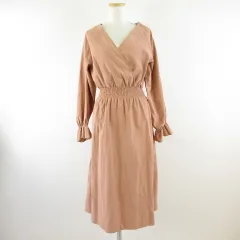 エムズエキサイト EMSEXCITE ワンピース ミモレ丈 長袖 ピンク M *T338