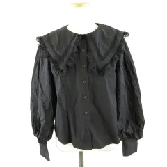 ナイスクラップ NICE CLAUP シャツ ブラウス 長袖 レース 黒 F *T651