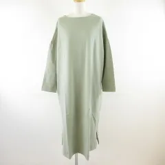 CRAFT STANDARD BOUTIQUE レクタングルカットワンピース 長袖 ミモレ丈 ライトカーキ 緑 F *T772