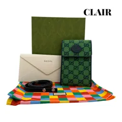 【極美品】グッチ ショルダーバッグ GG GGキャンバス レザー グリーン レディース GUCCI