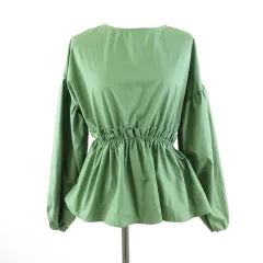 シェトワ Chez toi カットソー ブラウス 長袖 緑 F *T851